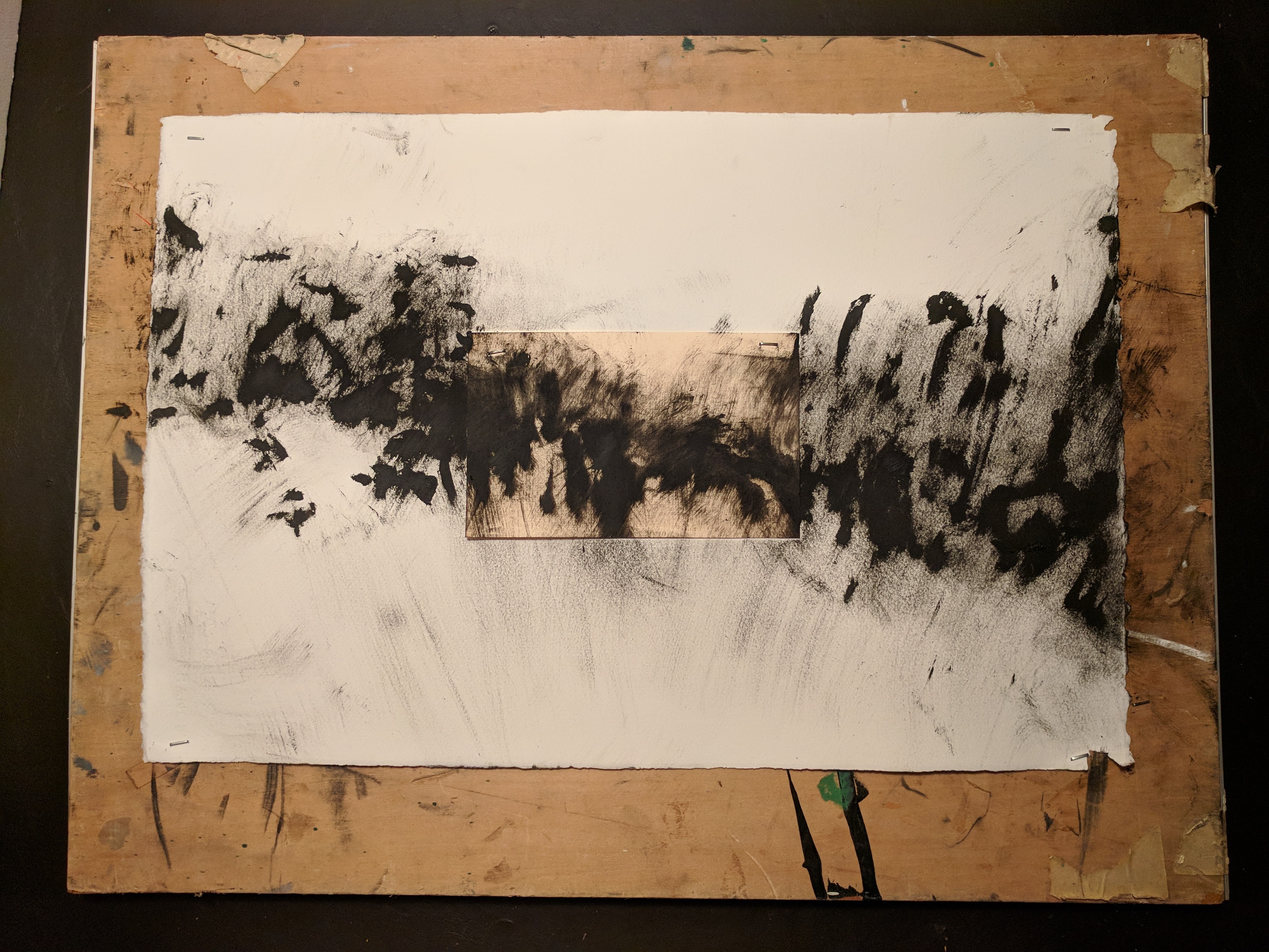 Oil stick on paper on paper